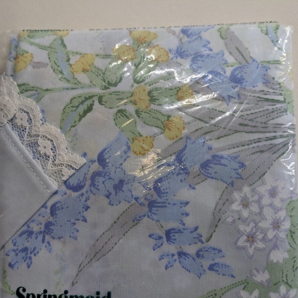 Springmaid Vintage 70s Tranquility Floral Cottagecore Lace Trim Pillowcases-NEW - Picture 2 of 5